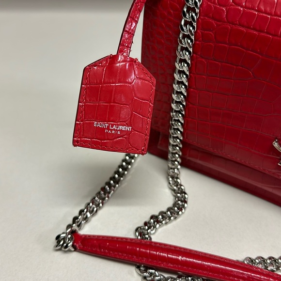 🔥🔥🔥NEW YSL Saint Laurent Sunset crocodile embossed medium bag - Picture 10 of 15